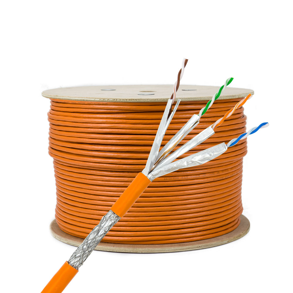 CAT7 Ethernet Cable 305M 23AWG Bare Copper Conductor Al Foil Braiding PVC Jacket CAT7 Cable