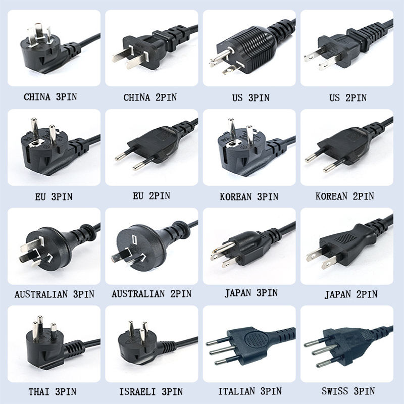6FT 10FT 20FT UK EU US Plug AC Power Cord C5 C7 C13 Nema5-15P 3pin Computer Power Cable