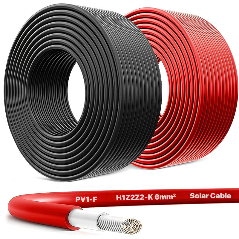 TUV/UL H1Z2Z2-K Customized Factory DC Wire 4mm2 6mm2 10mm2 Red Black 100m/Roll Xlpe Tinned Copper Pv Solar Cable