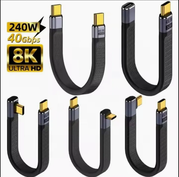 U-Bend USB-C Male to Male Cable, Thunderbolt 4 Compatible, 40gbps Ultra-Fast Transmission, 240W Max Charging, 8K Video, TPE Jacket with Aluminum Alloy Connector