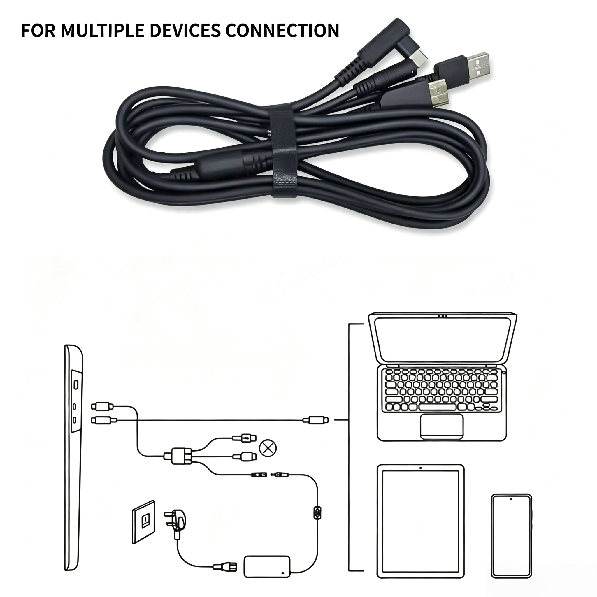 CB01 3 in 1 Cable for Huion Kamvas Drawing Tablet插图2