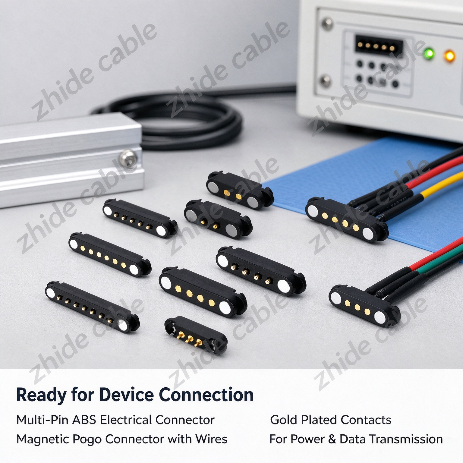 Custom Magnetic Pogo Pin Connector 2Pin~9Pin Magnetic Power Signal Connector | Zhide Cable插图