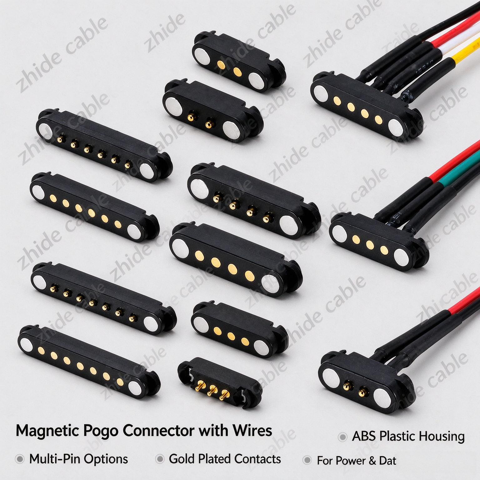 Custom Magnetic Pogo Pin Connector 2Pin~9Pin Magnetic Power Signal Connector | Zhide Cable