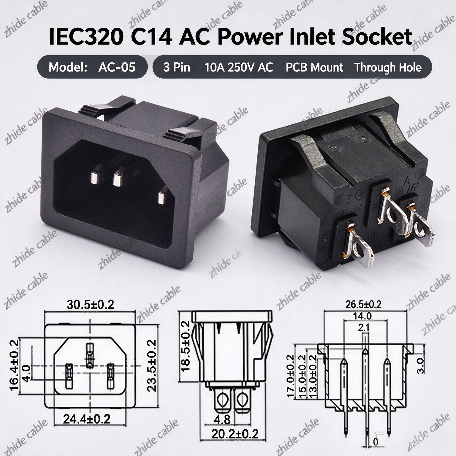 IEC320 C13 C14 C15 AC Power Inlet & Receptacle Socket插图3