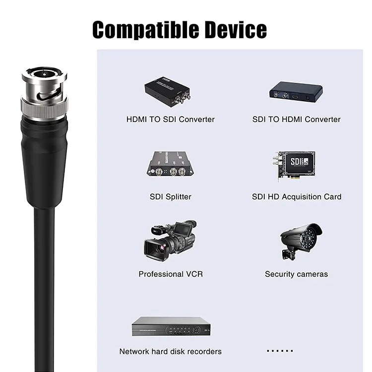 ZHIDE CABLE supplies full range RF coaxial cables: RG58, RG213, RG174, 6G SDI, 4C-FB. 50/75 ohm, custom connector assembly for antenna, CCTV and broadcast. CE RoHS certified.