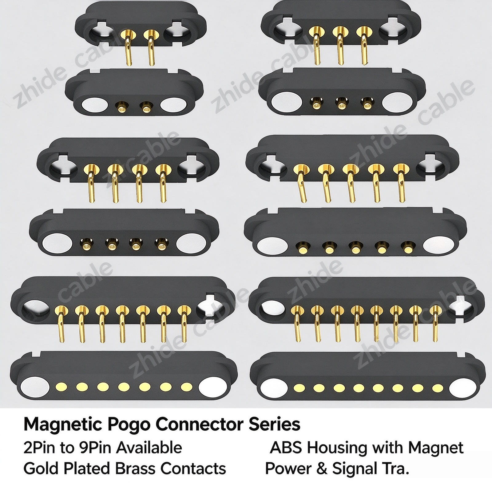 Custom Magnetic Pogo Pin Connector 2Pin~9Pin Magnetic Power Signal Connector | Zhide Cable插图5